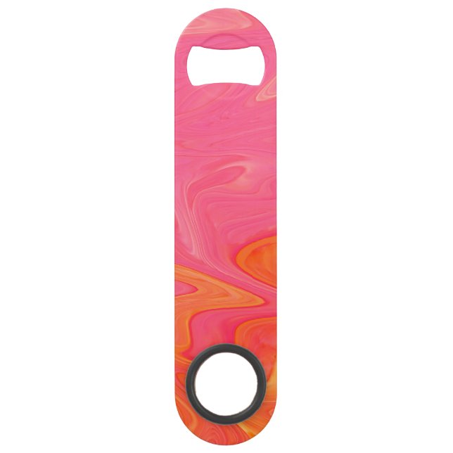 Abstract Pink and Yellow Gold Beer Bottle Opener Speed Bottle Opener (Front)