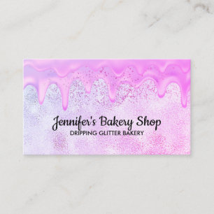 Abstract pink Bakery Pastry Chef Glitz Business Card
