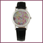 Abstract Pink Black and Yellow    Watch<br><div class="desc">Gorgeous pink black and yellow abstract pattern with subtle glitter. Add your name to personalize.</div>