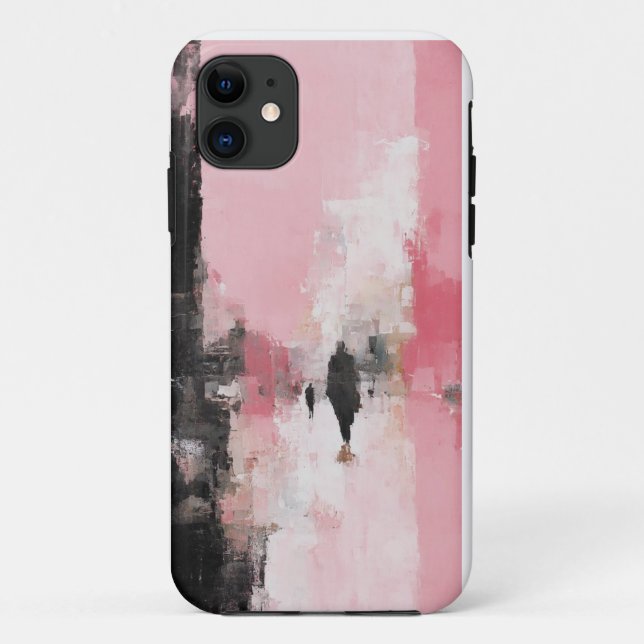 Abstract Pink & Black Art Mobile Case (Back)