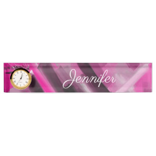 Abstract Pink Black Grey Name personalized Nameplate