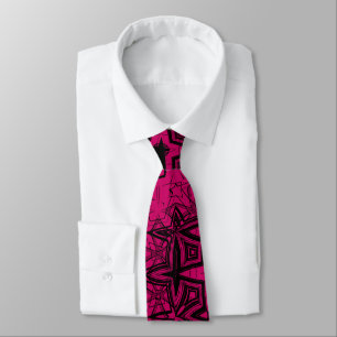 Abstract Pink Black Punk Grunge Pattern Tie