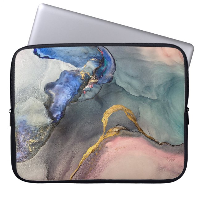 Abstract pink-blue background with beautiful smudg laptop sleeve (Front)
