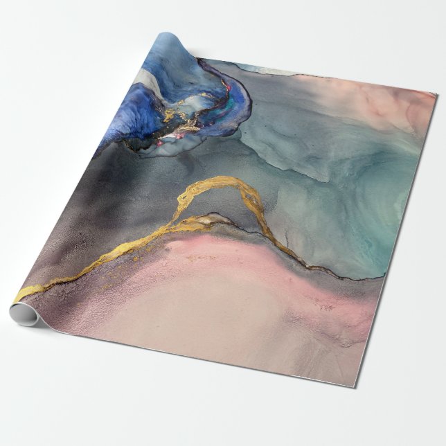 Abstract pink-blue background with beautiful smudg wrapping paper (Unrolled)