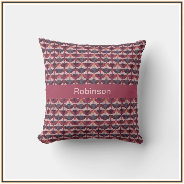 Abstract Pink Blue Gold Art Deco Vibe Throw Pillow (Creator Uploaded)