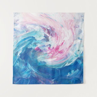 Abstract Pink Blue Swirling Art Paint  Tapestry