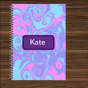 Abstract Pink Blue swirls Notebook