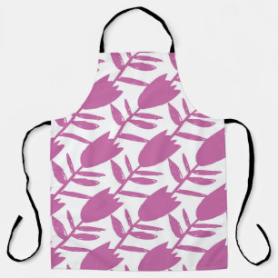 Abstract pink bluebell flowers seamless pattern on apron