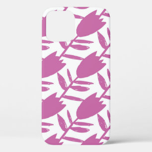 Abstract pink bluebell flowers seamless pattern on iPhone 12 case