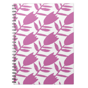 Abstract pink bluebell flowers seamless pattern on notebook