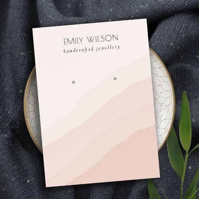 Abstract Pink Blush Waves Stud Earring Display Business Card (Creator Uploaded)