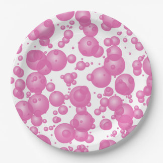 Abstract Pink Bubbles Paper Plates