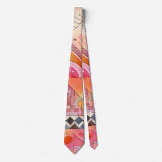Abstract Pink Colorful Geometric Design Tie