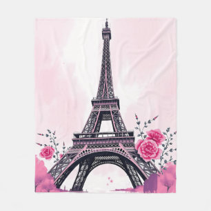 Abstract Pink Eiffel Tower Art Fleece Blanket