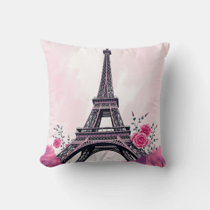 Abstract Pink Eiffel Tower Art Throw Pillow