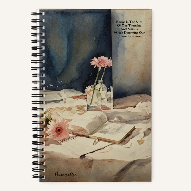 Abstract Pink Floral Bedroom Karma Quote Journal (Front)