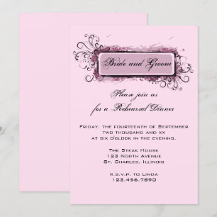 Abstract Pink Floral Rehearsal Dinner Invitation