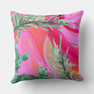 abstract pink floral throw pillow