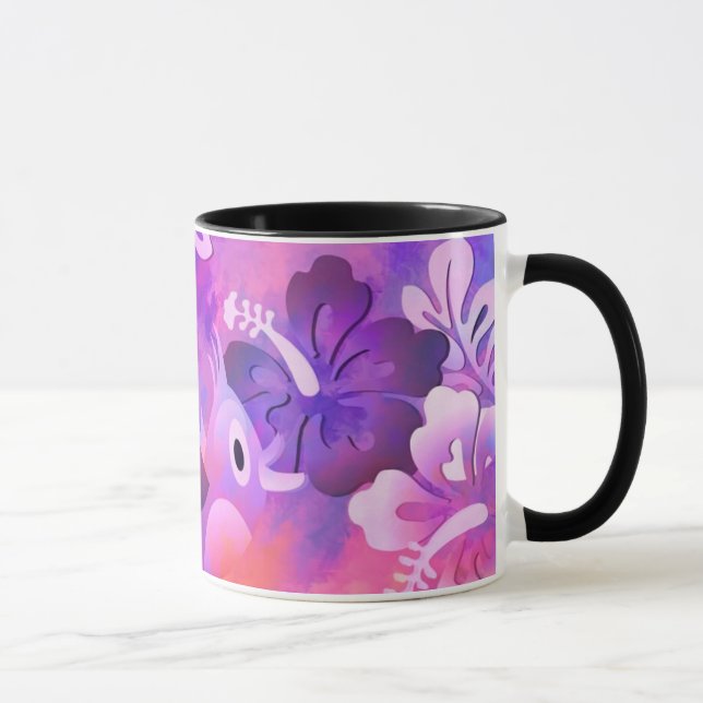Abstract Pink Flowers and Bird Art Mug (Right)