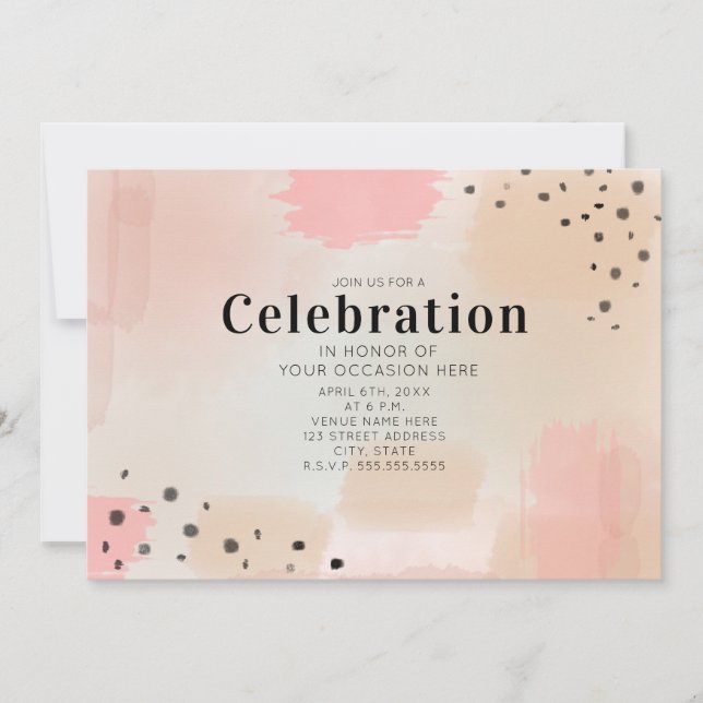 Abstract Pink Generic Party Celebration Invitation (Front)
