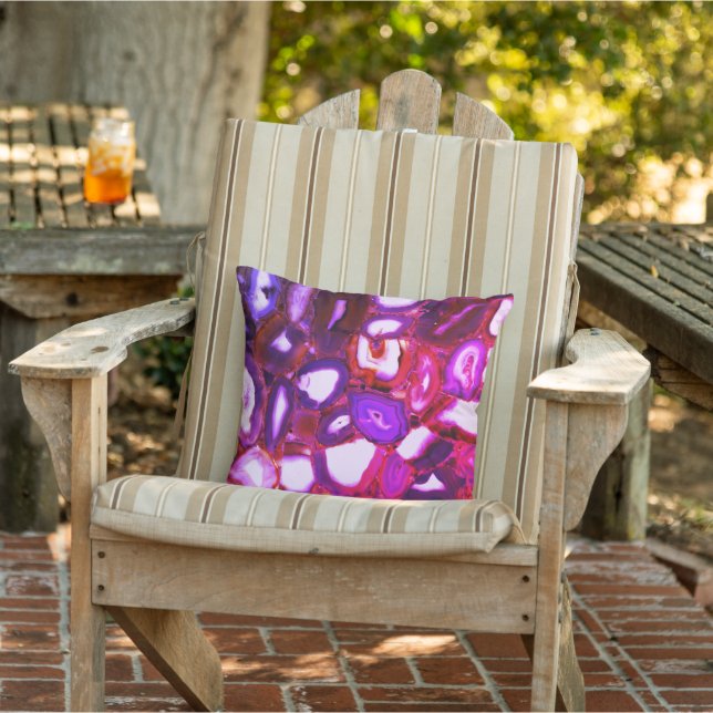 Abstract pink geode pattern outdoor pillow (Chair)