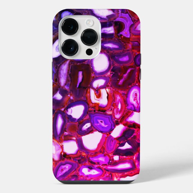 Abstract pink geode pattern, pink agates iPhone case (Back)