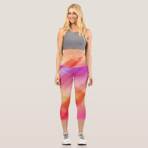 Abstract pink geometric background capri leggings
