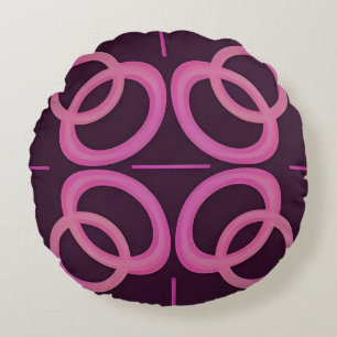 Abstract Pink Geometric Circle Pattern Round Pillow