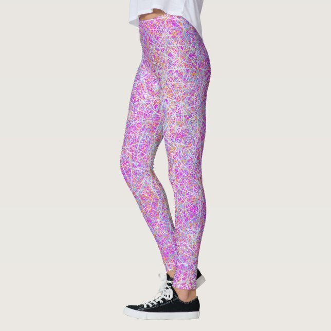 Abstract Pink Geometric Pattern Paint Spatter Leggings (Left)