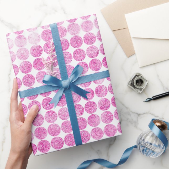 Abstract Pink Glitter Dots Wrapping Paper (Gifting)