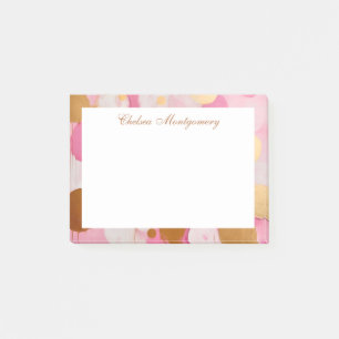 Abstract Pink Gold Circles Personalized Post-it Notes