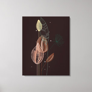 Abstract Pink & Gold Tulips Minimalist Botanical Canvas Print
