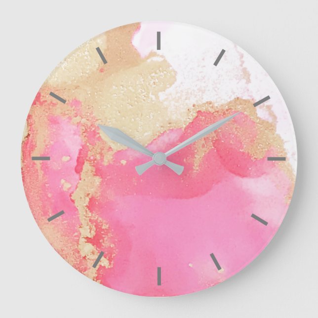 Abstract Pink Gold Without Numbers  Large Clock (Front)