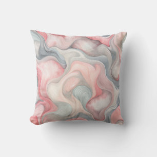 “Abstract Pink & Grey Throw Pillow
