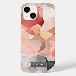Abstract Pink Grey Watercolor Art Name Template Case-Mate iPhone 14 Case