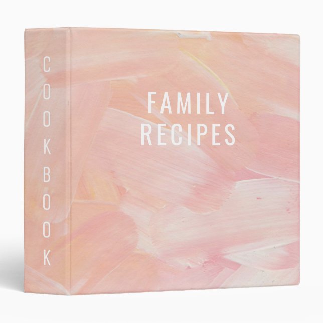 Abstract pink hand painted. Elegant blush cookbook Binder (Front/Spine)