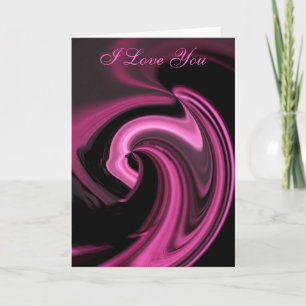 Abstract Pink Heart I LOVE YOU Card