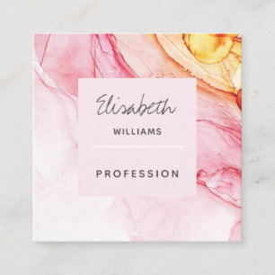 Abstract Pink Ink Paint Elegant Square Business Card