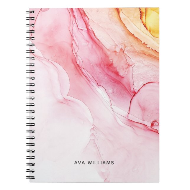 Abstract Pink Ink Paint modern Notebook (Front)