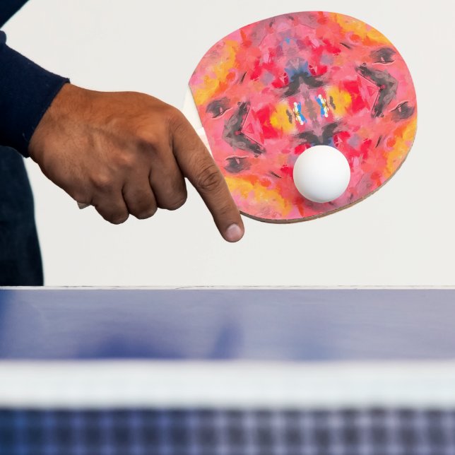 Abstract Pink Kaleidoscope   Ping Pong Paddle (Insitu)