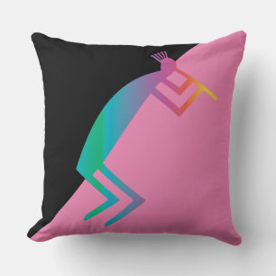 Abstract Pink Kokopelli Throw Pillow