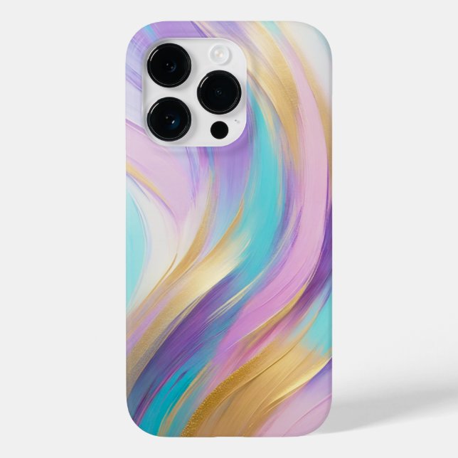 Abstract Pink Lilac Turquoise Gold Case-Mate iPhone Case (Back)