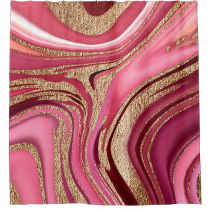 Abstract pink liquid marble with glitter gold