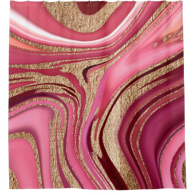 Abstract pink liquid marble with glitter gold (Front)