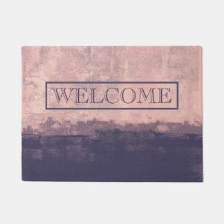 Abstract Pink Mallow Purple Welcome Doormat
