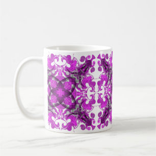 Abstract pink mandala, psychedelic butterfly swirl coffee mug