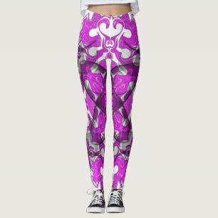 Abstract pink mandala, psychedelic butterfly swirl leggings