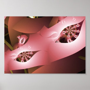 Abstract Pink Masquerade Mask Fractal Art  Poster