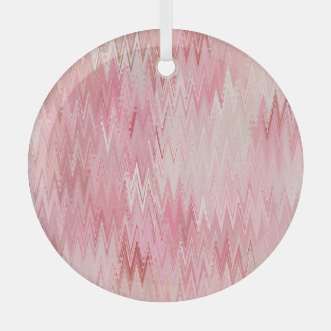 Abstract Pink Mosaic Background Illustration Glass Ornament (Front)
