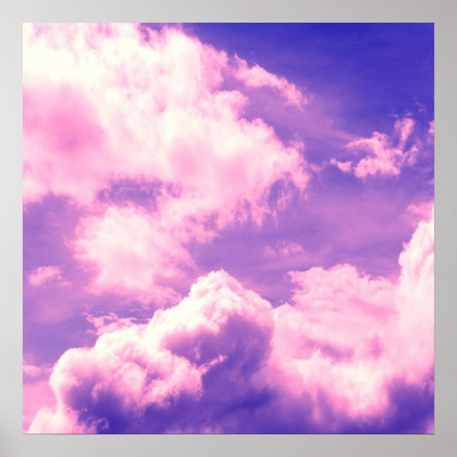 Abstract Pink Nebula Clouds Pattern Poster (Front)